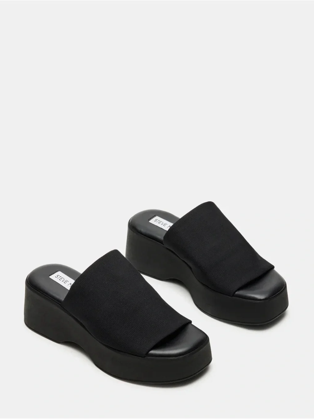 Steve Madden Slinky30 Black Platform Slide Sandals